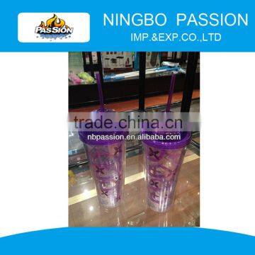 double wall tumbler / plastic tumbler / double wall plastic mason jar tumbler with straw