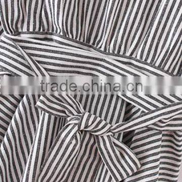 Blouses Latest Fashion Design Women Clothing Black And White Stripe Bow Wrapped Blouse photo-2