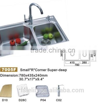 2014 LELIN new arrival double bowls stainless steel kichen sinks LL-7005F