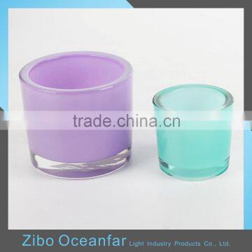 Different Size Elegant Frosted Glass Candle Holder Inner Colored Tealight Glass Holder