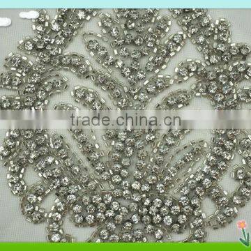 2015 Newest Sew on Tulle Patch With Rhinestone for Bridal Dress photo-4