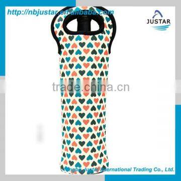 Simple Type Floral Printing Neoprene Wine Cooler Bag for Single Bottle