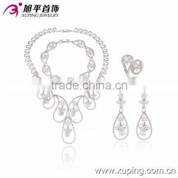 Rhodium Plated Jewelry Set for Women Earrings and Necklace Sets