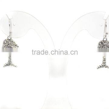 Plain Tree Shape Silver Plated 925 Sterling Silver Earrings for Women