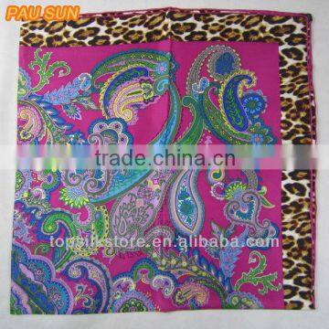 leopard print 100% silk twill scarf silk woman scarf