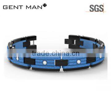 Blue Plated CZ Setting Wholesale Men Jewelry Bracelet