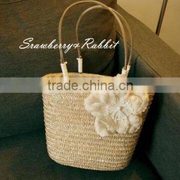 wholesale flower lady straw tote bag beach bag cheap