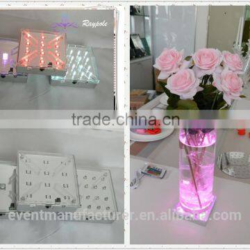New Square RGB Led Base Light Glass Vases Wedding Centerpiece photo-4