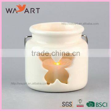 Butterfly Design White Ceramic Candle Jars