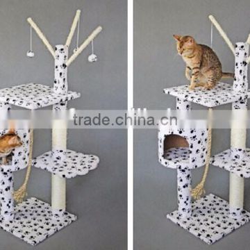 Paw Print Bungalow Cat Furniture Condo House Scratcher Multi Level Cat Activity Tree