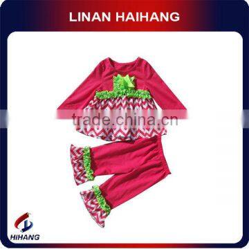 2014 hot sale China best manufacturer girls ruffle pants setsbaby cotton clothes sets