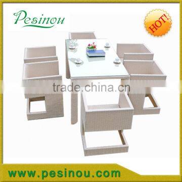 2015 Pesinou hot sell outdoor wicker rattan dinning set