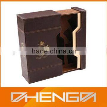 Best Sell factory customized Stand leather wine box with wine accessories (ZDS-F386)