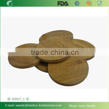 Xingyuan Bamboo All Natural Round Bamboo Coaster, Set of 6 in Holder photo-4