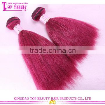 2016 New Arrived Golden Supplier Burgundy Color Brazilian Perm Human Hair Yaki Hair