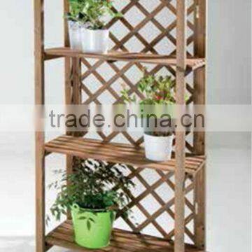 Three tiers natural wooden flower stand