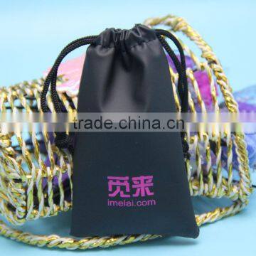 best selling black color waterproof drawstring pouch with customized logo printed