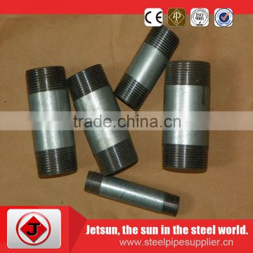 Jetsun high tensile strength fast delivery carbon black steel double thread pipe nipple&fittings