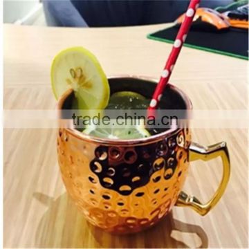 hot new products for 2016 18oz 100%Cooper Hammered Copper Moscow Mule Mug with Brass Handle