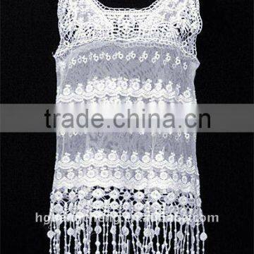 Custom decorative net organic cotton lace fabric for tassel garment