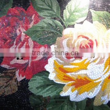 MB SMM123 rose picture handmade glass mosaic art mural hotel wall tile chinese mosaic art