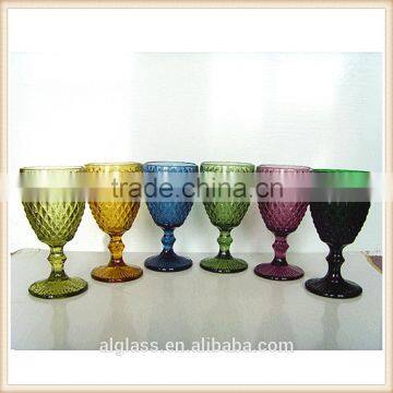 embossed short stem wine glass