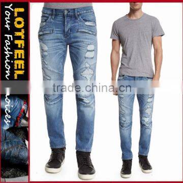 Biker Jeans Blue Denim jeans pantalon (LOTK004)