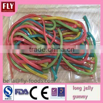 long noodle shaped soft jelly candy with colors