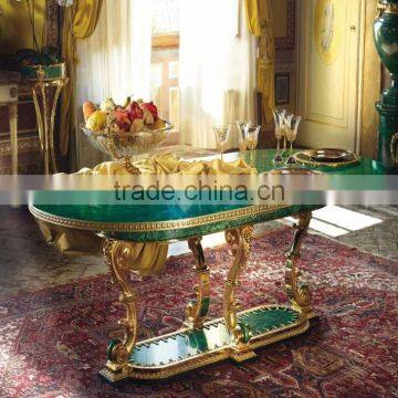 Antique European Wall Mounted Gilt Bronze Malachite Console Table and Mirror Set photo-2