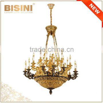 Golden Brass Rococo Style 10 Lights Chandelier/ Retro Gorgeous Bronze Pendant Lamp/ Antique Hotel Ceiling Lamp photo-2