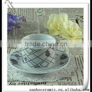 Modern Design Biack and White Good Quality 100ml Coffee Cup And Saucer