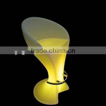 Led Plastic Folding Plastic Lounge Beach Chair With Leather Cube Stool for Party