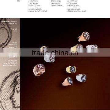 Classic 925 Sterling Silver Small Alphabet Cameo Ring Made in Italy A23 Cameo 13mm, A51 Cameo 14mm & A25 Cameo 16mm