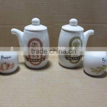 Kitchenware 4pcs Ceramic Salt Pepper Oil Vinegar sets