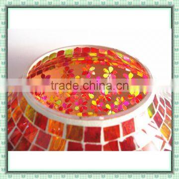 Handicraft Flat Design Red Flower Pattern Mosaic Large Vase Chinese Glass Flower Decoration photo-4