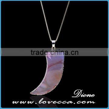 Ivory Shape Genuine Natural Agate Necklace Crystal Stone Pendant Necklace photo-2