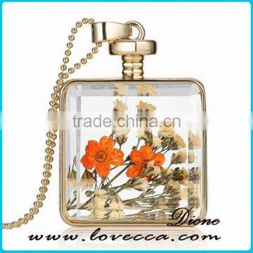 Glass Bottles Necklace Wholesale Dried Real Flower In Glass Necklace