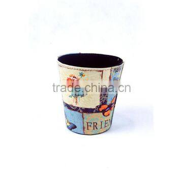 Eco-friendly Trash Can Faux Leather Open Top Standing Waste Bin photo-2