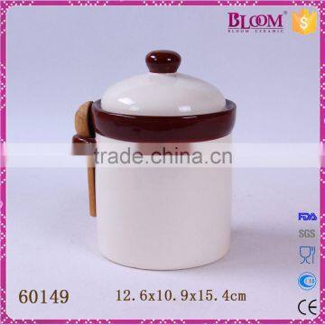 Ceramic Kitchen Coffee Canister With Wood Spoon photo-3