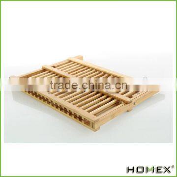 Home Bamboo Folding Dish Rack | 2-Tier Collapsible Dish Drying Rack | Wooden Dish Drainer | Drying Utensils & Dishes photo-2