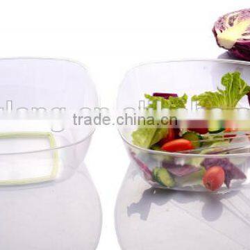 plastic square transparent salad bowl with fork