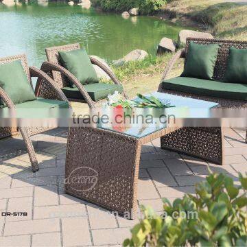 outdoor furniture sectional PE rattan dining sets with stools