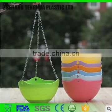 Home Garden Plastic Flower Pot Hanging Planter With Iron Chain