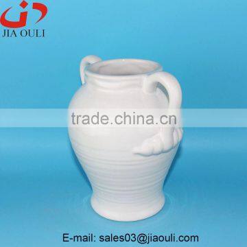 With Handle White Ceramic Large Floor Planters Vase, Chinese Floor Vases photo-2