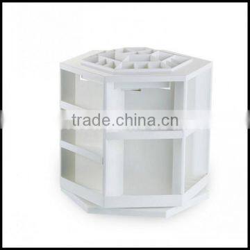 Made in China High Quality White ABS Big Rotatable Cosmetics Display Shelf Wholesale photo-3