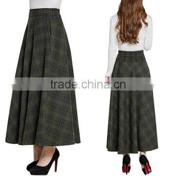 Latest Model Skirt Elegant Woolen Blend A-Line Winter Swing Long Style Casual Fitted Wear High Waist Crop Top Skirt