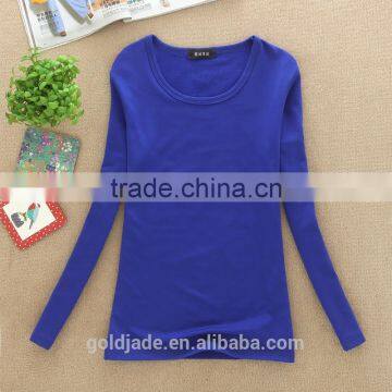 Lady Fashion 100%cotton Top Plain Women Long Sleeve t Shirt photo-4