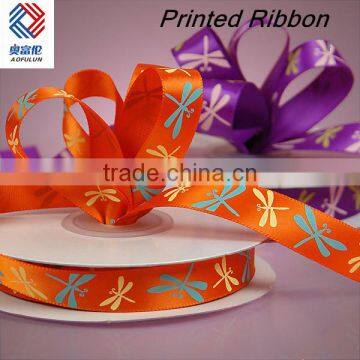 Wholesale Colorful Dragon Fly Printed Satin Ribbon