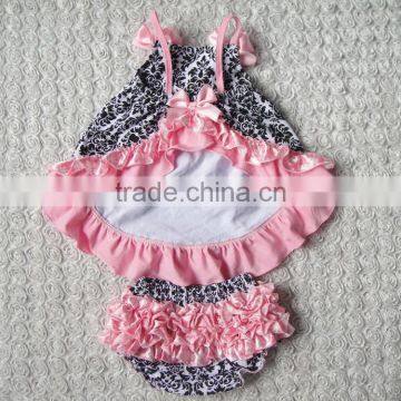 2015wholesalesimple Design Newborn Romper Baby Clothes Ruffled Romper in Gray Chevron and Aqua, Sunsuit for Baby Girl photo-4