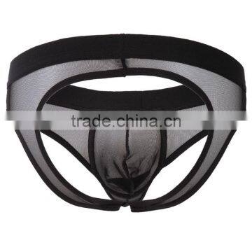 Custom Men's Sey Underwear Translucent Triangle Buttocks Hollow Mesh Briefs Elastic U Conve Comfortsoft Nylon Underwear for Gay photo-2